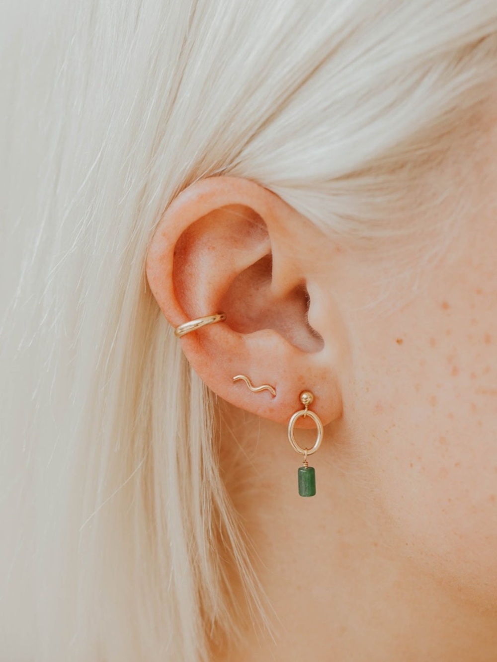 Hello Adorn silver tiny wave ear climbers earrings
